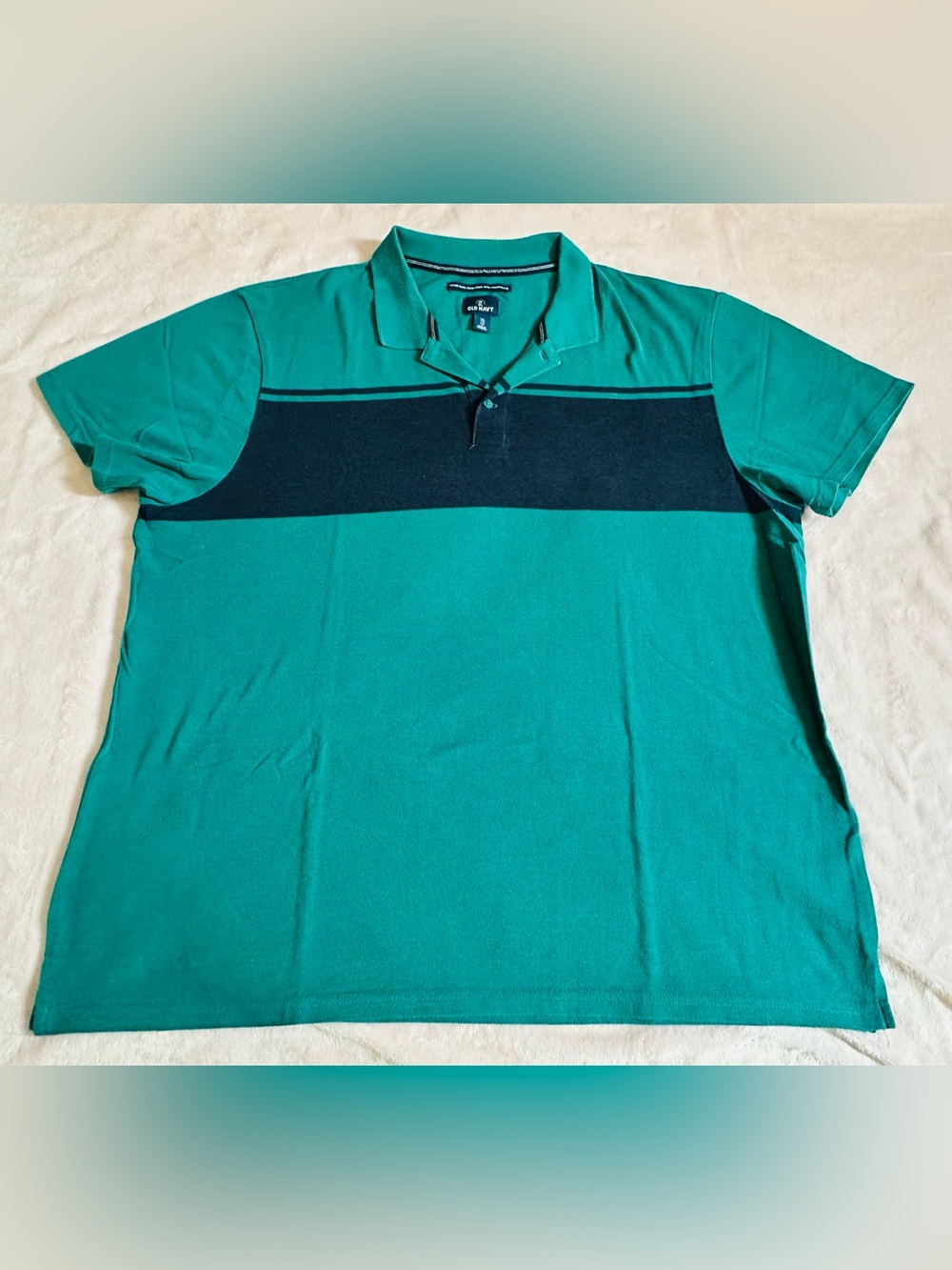 Old Navy Men's Teal Polo with Dark Chest Band